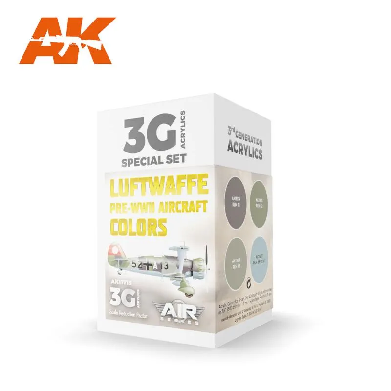 AK 11715 AIR SERIES 3G LUFTWAFFE PRE-WWII AIRCRAFT COLOR SET