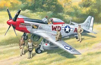 Mustang P-51D with USAAF Pilots and Ground Personnel
